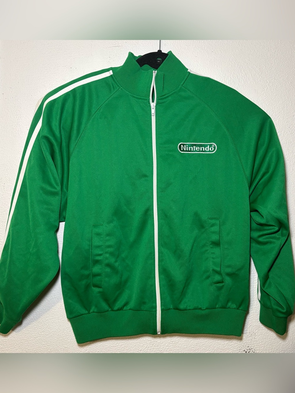 Nintendo Track Jacket Mens Small Green Full Zip Toad Mushroom Power Super Mario